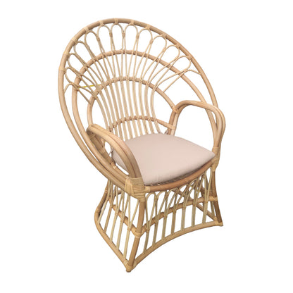 Πολυθρόνα Boloni με Μπεζ Μαξιλάρι-Φυσικό Rattan 100x67x120