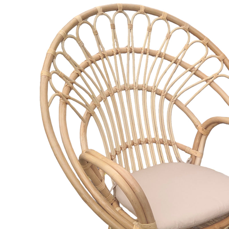 Πολυθρόνα Boloni με Μπεζ Μαξιλάρι-Φυσικό Rattan 100x67x120