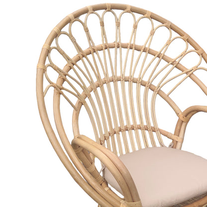 Πολυθρόνα Boloni με Μπεζ Μαξιλάρι-Φυσικό Rattan 100x67x120