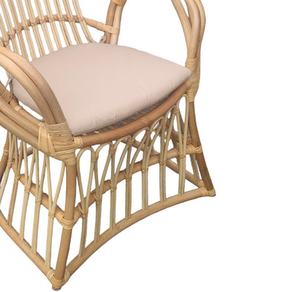 Πολυθρόνα Boloni με Μπεζ Μαξιλάρι-Φυσικό Rattan 100x67x120