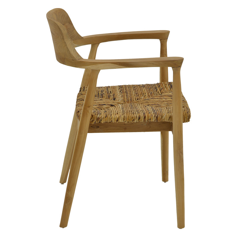Πολυθρόνα Denverone Φυσικό Teak Ξύλο και Ψάθα 57x54x79