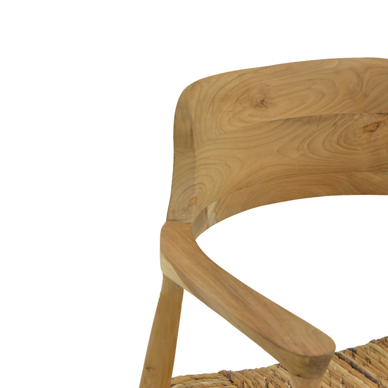 Πολυθρόνα Denverone Φυσικό Teak Ξύλο και Ψάθα 57x54x79