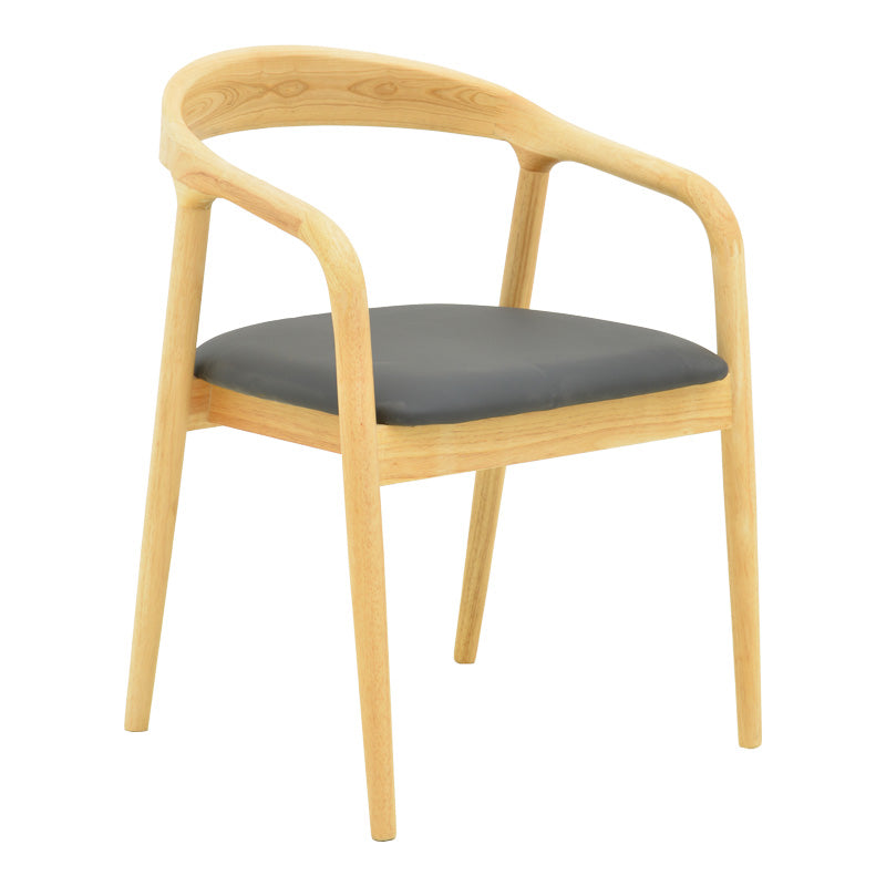 Πολυθρόνα Hogie Rubberwood σε Φυσική Απόχρωση με Μαύρο PU Μαξιλάρι 61x60x76