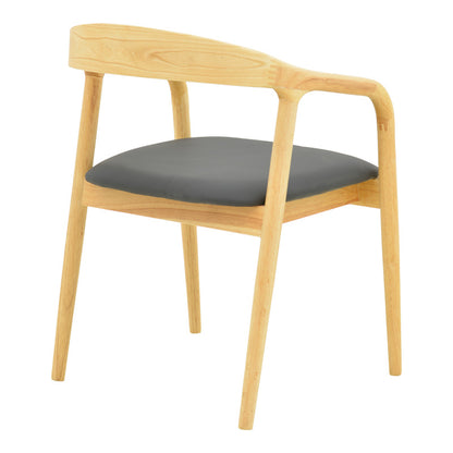 Πολυθρόνα Hogie Rubberwood σε Φυσική Απόχρωση με Μαύρο PU Μαξιλάρι 61x60x76