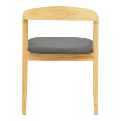 Πολυθρόνα Hogie Rubberwood σε Φυσική Απόχρωση με Μαύρο PU Μαξιλάρι 61x60x76