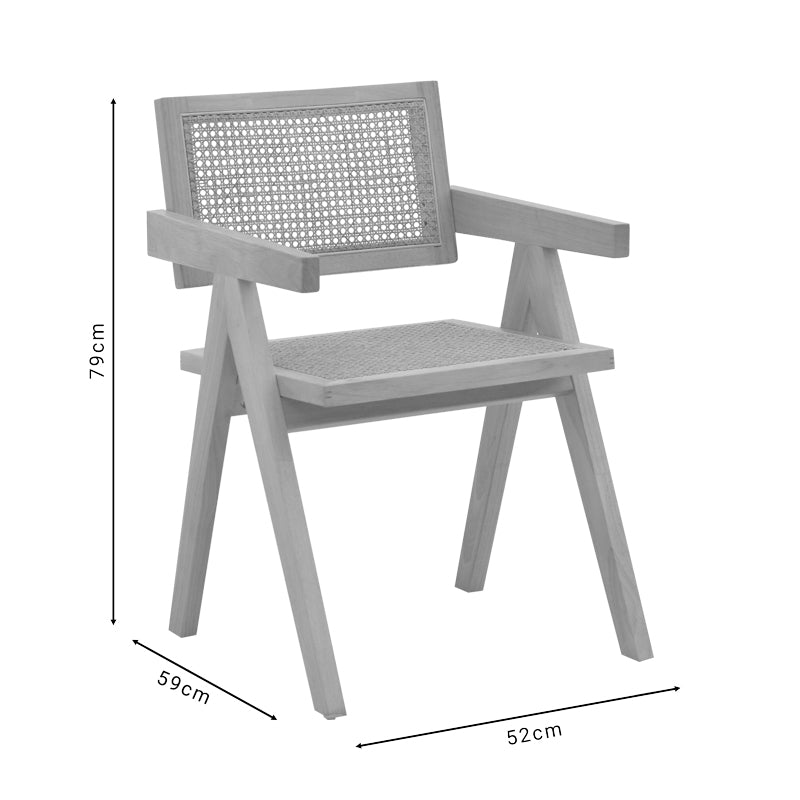 Πολυθρόνα Kalen Φυσικό Rubberwood 52x59x79