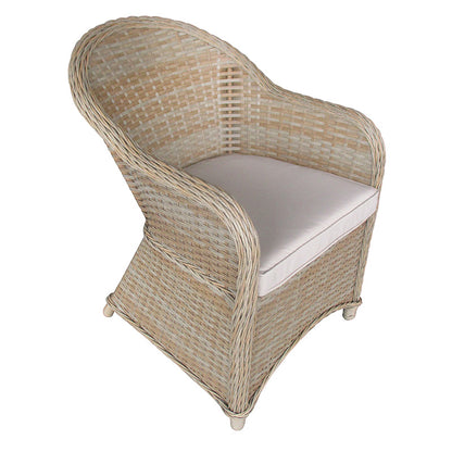 Πολυθρόνα Κήπου Hadrian Rattan Καφέ- Textilene Μπεζ 70x57x85