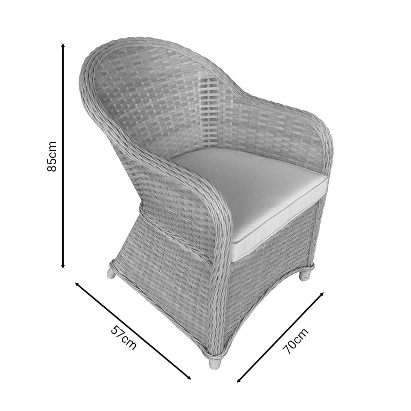 Πολυθρόνα Κήπου Hadrian Rattan Καφέ- Textilene Μπεζ 70x57x85