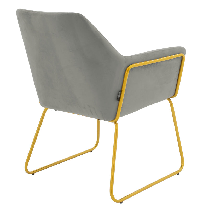 Πολυθρόνα Mira Βελούδο Γκρι-Χρυσό 65x69x86