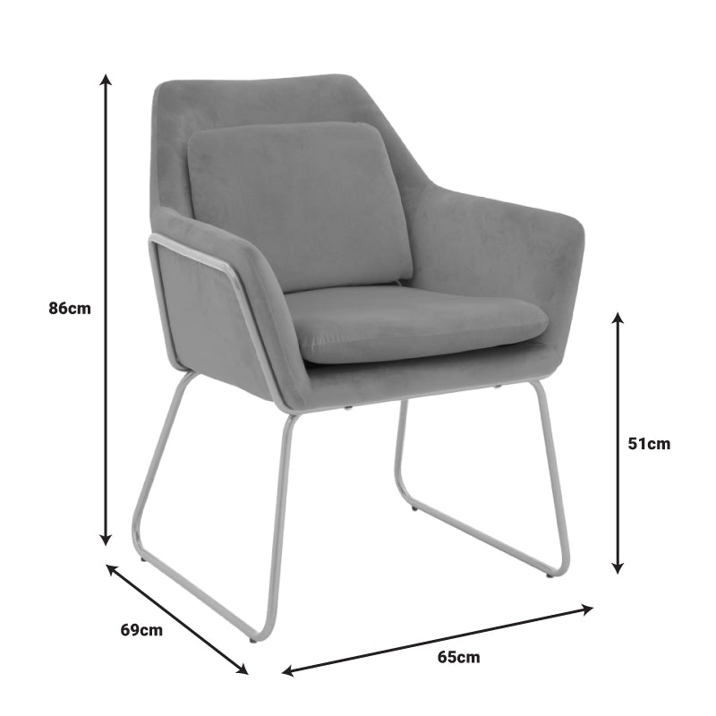 Πολυθρόνα Mira Βελούδο Γκρι-Χρυσό 65x69x86