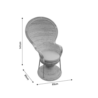 Πολυθρόνα Rea με Μπεζ Μαξιλάρι-Φυσικό Rattan 85x85x141