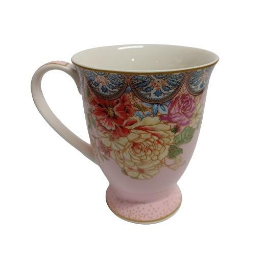 Πορσελάνινη Κούπα Pink with Flowers Image 380ml