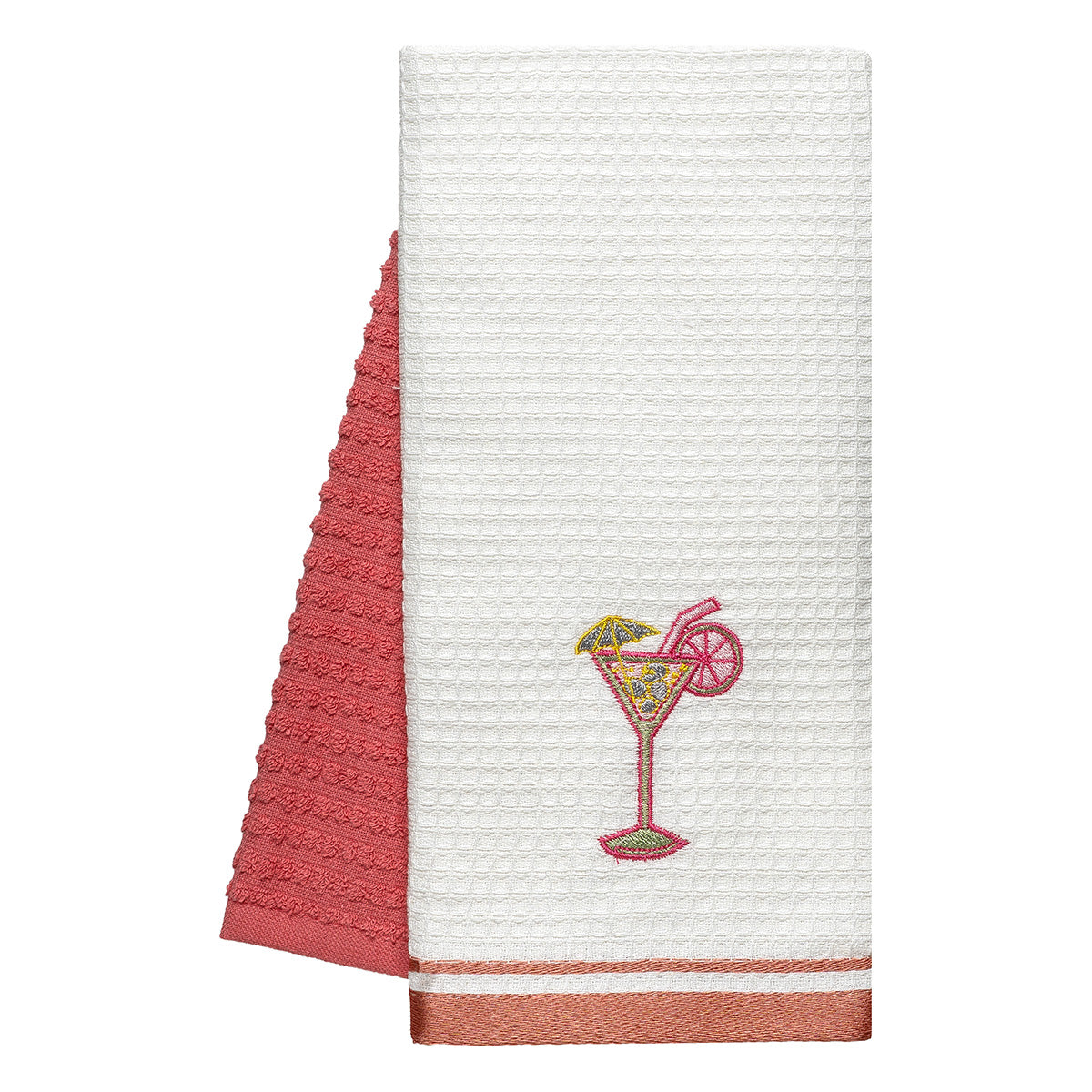 Ποτηρόπανα Σετ 2 Τμχ Cocktail Art 8807 40x60εκ Ροδακινί