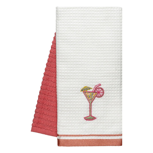 Ποτηρόπανα Σετ 2 Τμχ Cocktail Art 8807 40x60εκ Ροδακινί