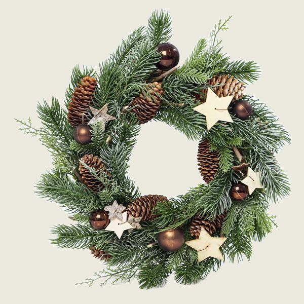 Στεφάνι με Καφέ Διακοσμητικά και Αστέρια 36εκ