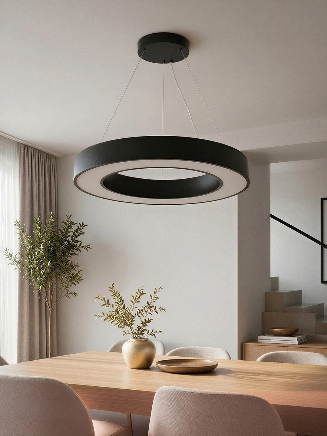 RA KLV-101-0365 Κρεμαστό Φωτιστικό Οροφής LED 67W 6700lm 120° AC 220-240V IP20 Ρυθμιζόμενο Λευκό CCT με Χειριστήριο από 2700K έως 6000K Dimmable - Lumileds SMD Chip - Μαύρο Ματ - Μ60 x Π60 x Υ8