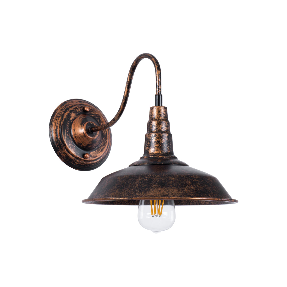 RAY 01067 Vintage Φωτιστικό Τοίχου - Απλίκα με Ντουί 1 x E27 AC 220-240V IP20 - Χάλκινο Εφέ Σκουριάς - Μ26 x Π37 x Υ32