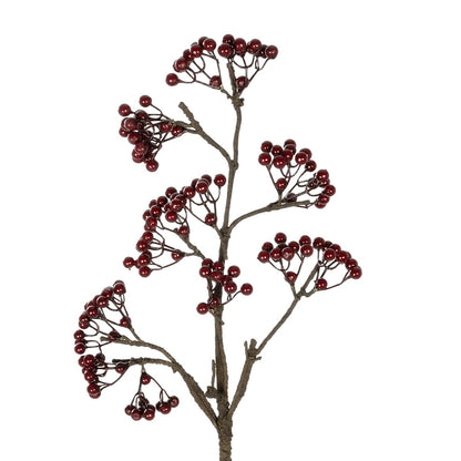 RED HOLLY BERRIES FRUIT BRANCH 21427 Τεχνητό Διακοσμητικό Κλαδί Κόκκινο Γκί Y86cm