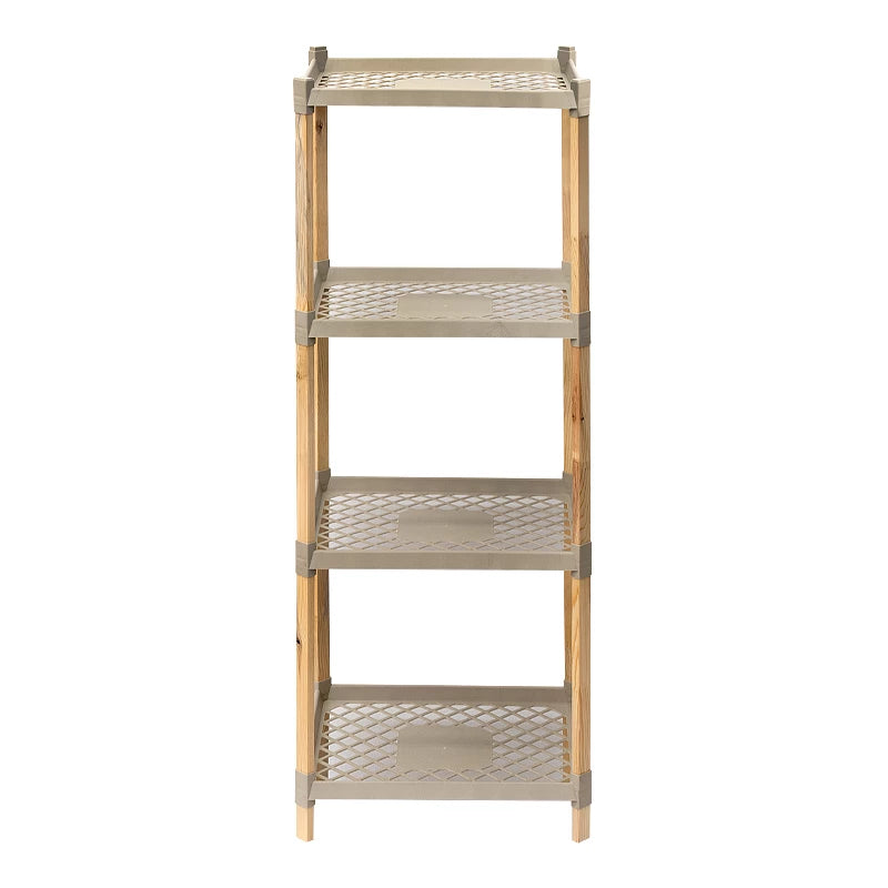 Ραφιέρα Δαπέδου Πλαστική - Ξύλινη Χρώμα Φυσικό - Μπεζ 45x38x112