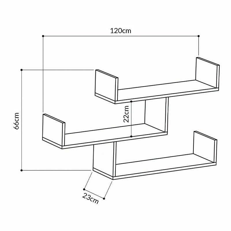 Ραφιέρα Τοίχου Tibet Μελαμίνης Χρώμα Λευκό 119x22x66