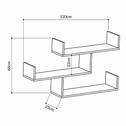 Ραφιέρα Τοίχου Tibet Μελαμίνης Χρώμα Λευκό 119x22x66