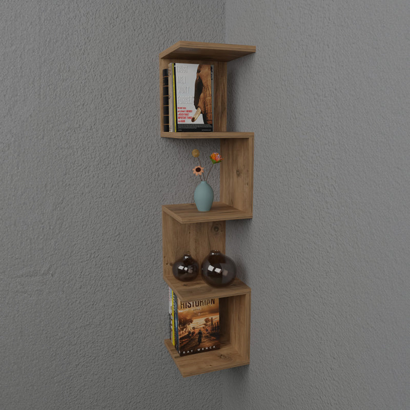 Ραφιέρα Τοίχου Zigzag Oak Μελαμίνης 25x25x109