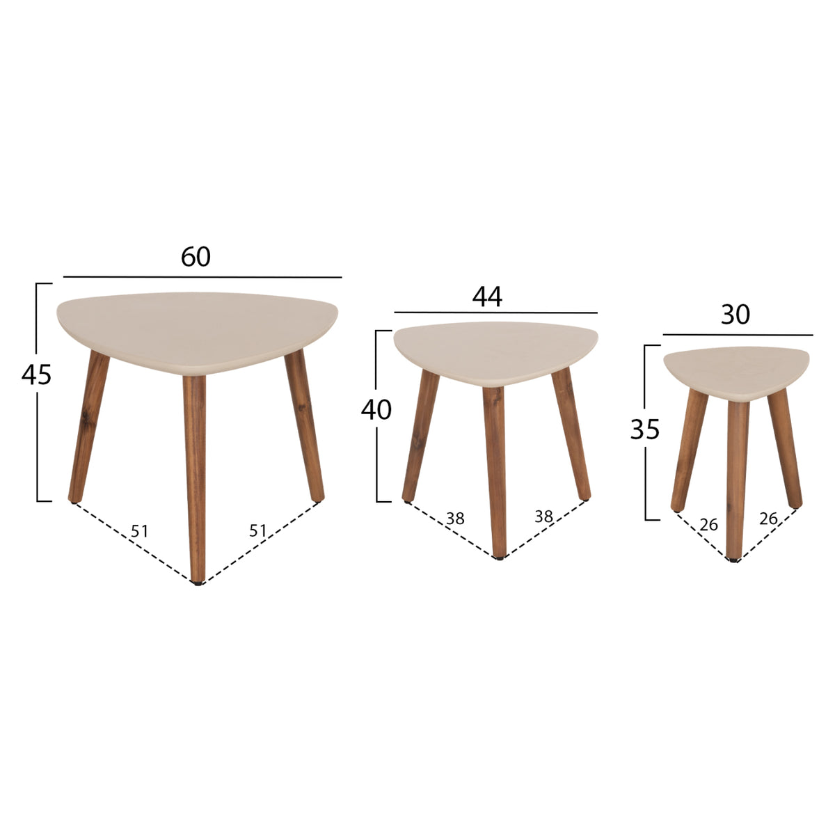 ΣΕΤ 3 ΒΟΗΘΗΤΙΚΑ ΤΡΑΠΕΖΑΚΙΑ PRANTIS FIBER CEMENT ΜΠΕΖ ΠΟΔΙΑ ΑΚΑΚΙΑΣ