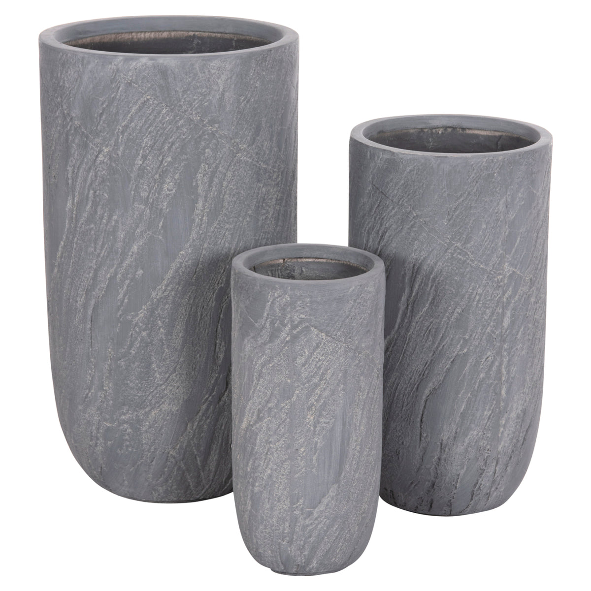 ΣΕΤ 3 ΤΜΧ ΓΛΑΣΤΡΕΣ ΚΥΛΙΝΔΡΟΙ GARDENER FIBERCLAY ΧΡΩΜΑ CEMENT Φ44x79