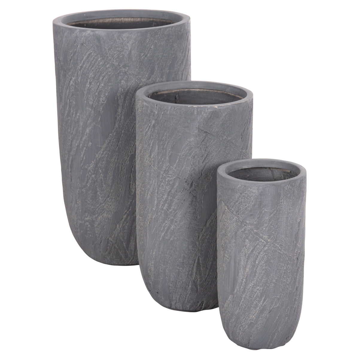 ΣΕΤ 3 ΤΜΧ ΓΛΑΣΤΡΕΣ ΚΥΛΙΝΔΡΟΙ GARDENER FIBERCLAY ΧΡΩΜΑ CEMENT Φ44x79