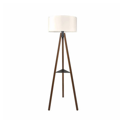 SHELF 204-0129 Μοντέρνο Eπιδαπέδιο Φωτιστικό Μονόφωτο 1 x E27 IP20 Καφέ Ξύλο με Μπεζ Ύφασμα - Μ38 x Π38 x Υ135cm