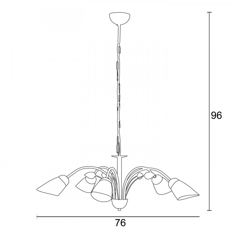 Φωτιστικό Πολύφωτο 5φ Μέταλλο Καφέ/Γυαλί Ε14