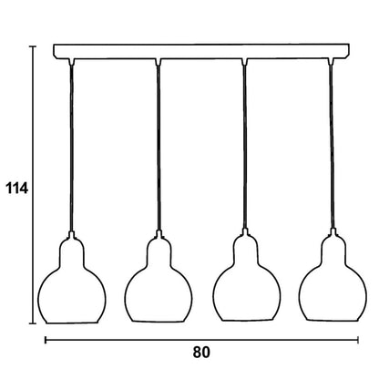 Φωτιστικό Πολύφωτο 4φ Μέταλλο/Γυαλί Ε27