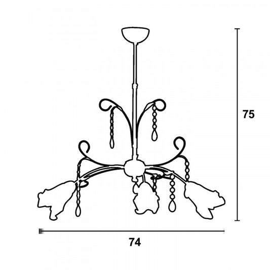 Φωτιστικό Πολύφωτο 3φ Μέταλλο Μπρονζέ/Γυαλί Ε14