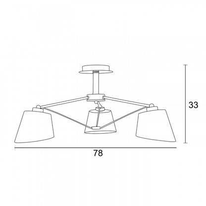 Φωτιστικό Πολύφωτο 3φ Μέταλλο/Αμπαζούρ Χρώμιο Ε27