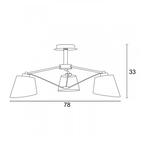 Φωτιστικό Πολύφωτο 3φ Μέταλλο/Αμπαζούρ Χρώμιο Ε27