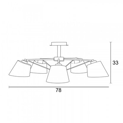 Φωτιστικό Πολύφωτο 5φ Μέταλλο/Αμπαζούρ Λευκό Ε27