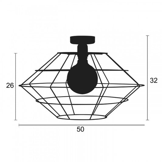 Φωτιστικό Μονόφωτο Οροφής Μέταλλο Μαύρο Ε27 Φ50