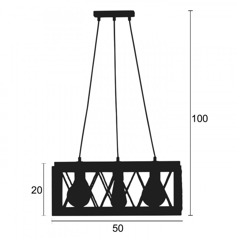 Φωτιστικό Πολύφωτο 3φ Μέταλλο Μαύρο/Ξύλο Ε27