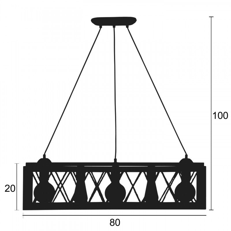 Φωτιστικό Πολύφωτο 5φ Μέταλλο Μαύρο/Ξύλο Ε27