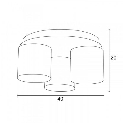 Φωτιστικό Οροφής 3φ Ξύλο/Αμπαζούρ Μόκα Ε27