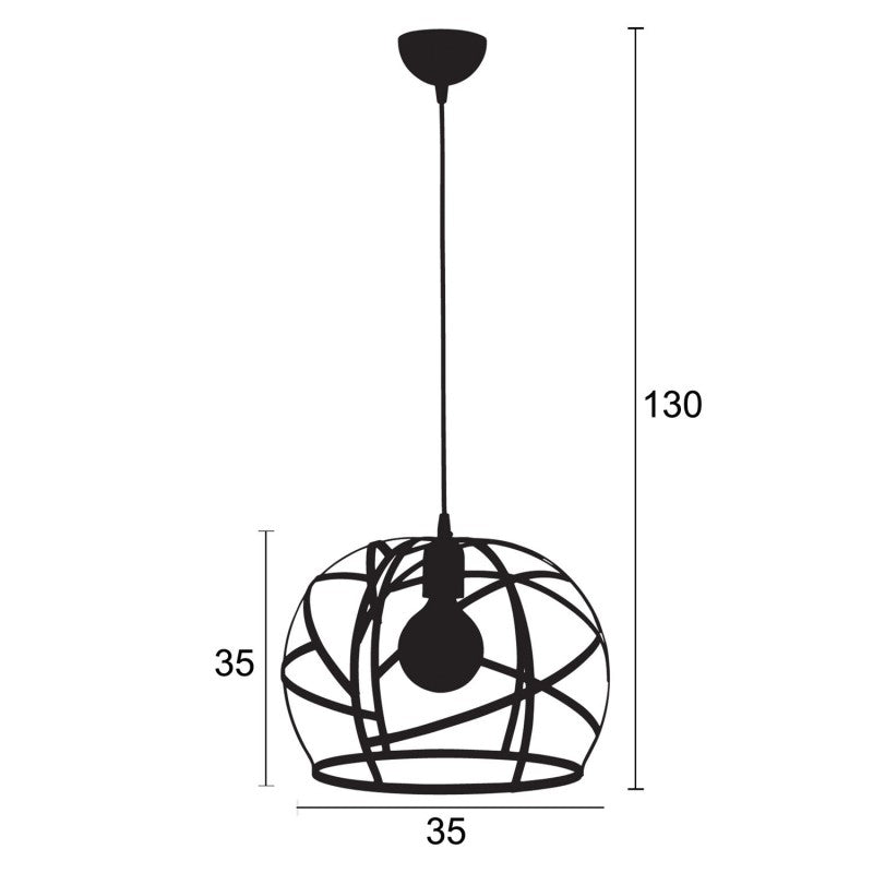 Φωτιστικό Πλέγμα Μέταλλο Μαύρο Ε27 Φ35 1Φ