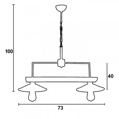 Φωτιστικό Πολύφωτο 2φ Ξύλο/Μέταλλο Σκουριά Ε27