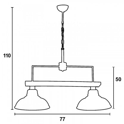 Φωτιστικό Πολύφωτο 2φ Ξύλο/Μέταλλο Σκουριά/Γυαλί Ε27