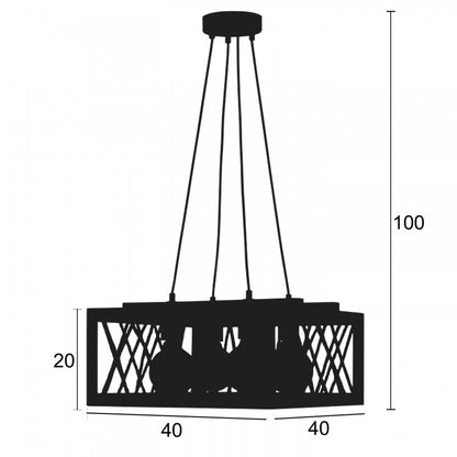Φωτιστικό Πολύφωτο 4φ Μέταλλο Μαύρο/Ξύλο Ε27