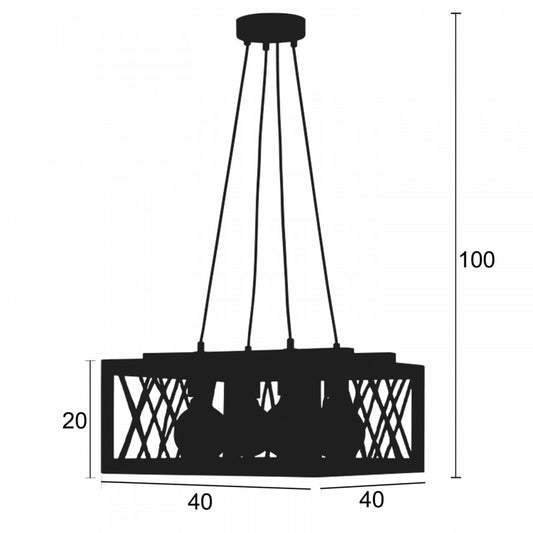 Φωτιστικό Πολύφωτο 4φ Μέταλλο Μαύρο/Ξύλο Ε27