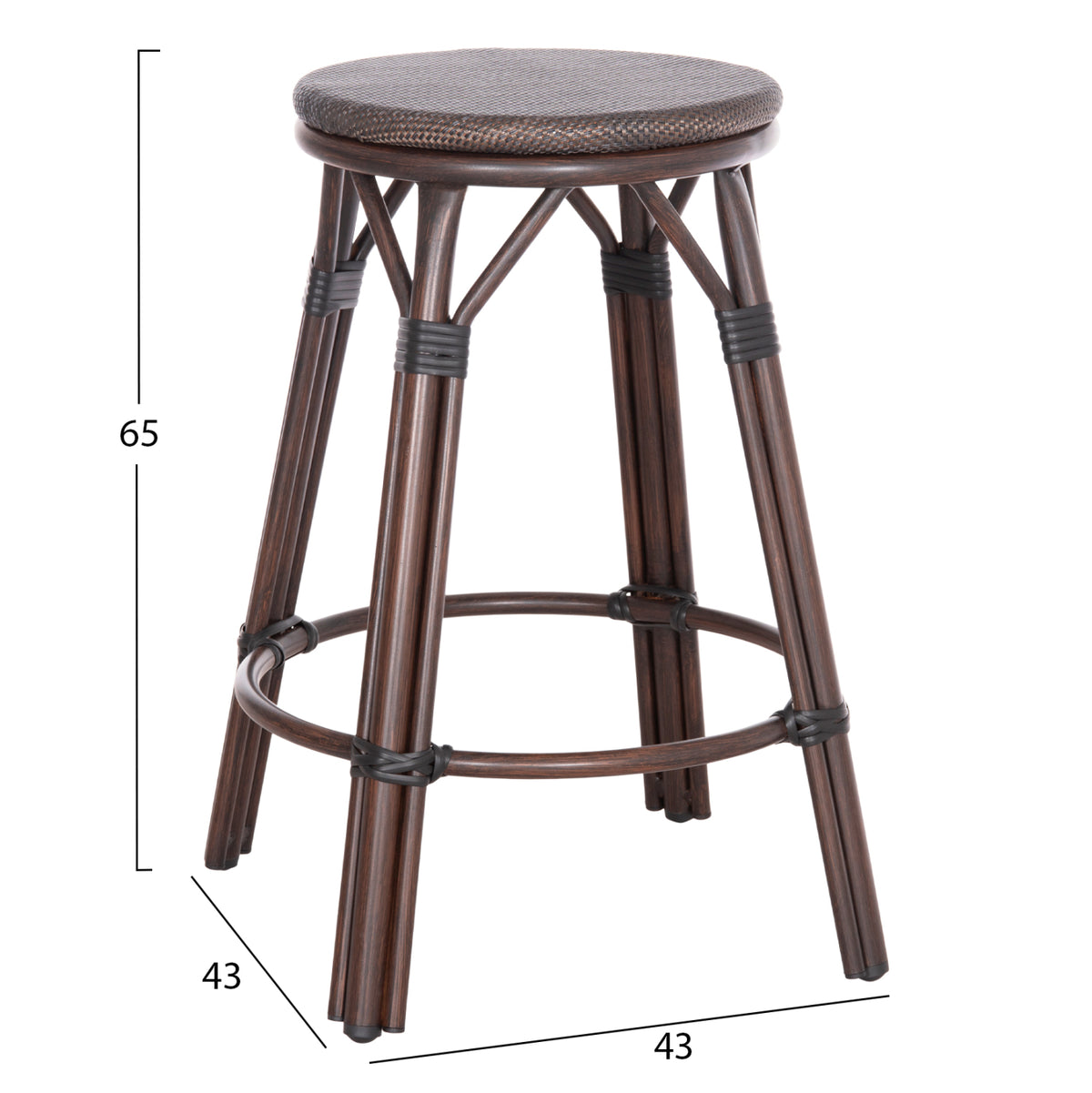 ΣΚΑΜΠΟ ΑΛΟΥΜΙΝΙΟΥ ΜΕΣ. ΥΨΟΥΣ CHINO BAMBOO LOOK & TEXTILENE ΚΑΦΕ 43x43x65