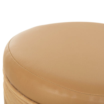ΣΚΑΜΠΟ MITCH ΦΥΣΙΚΟ RATTAN ΚΑΘΙΣΜΑ ΑΠΟ PU ΜΠΕΖ Φ37x47