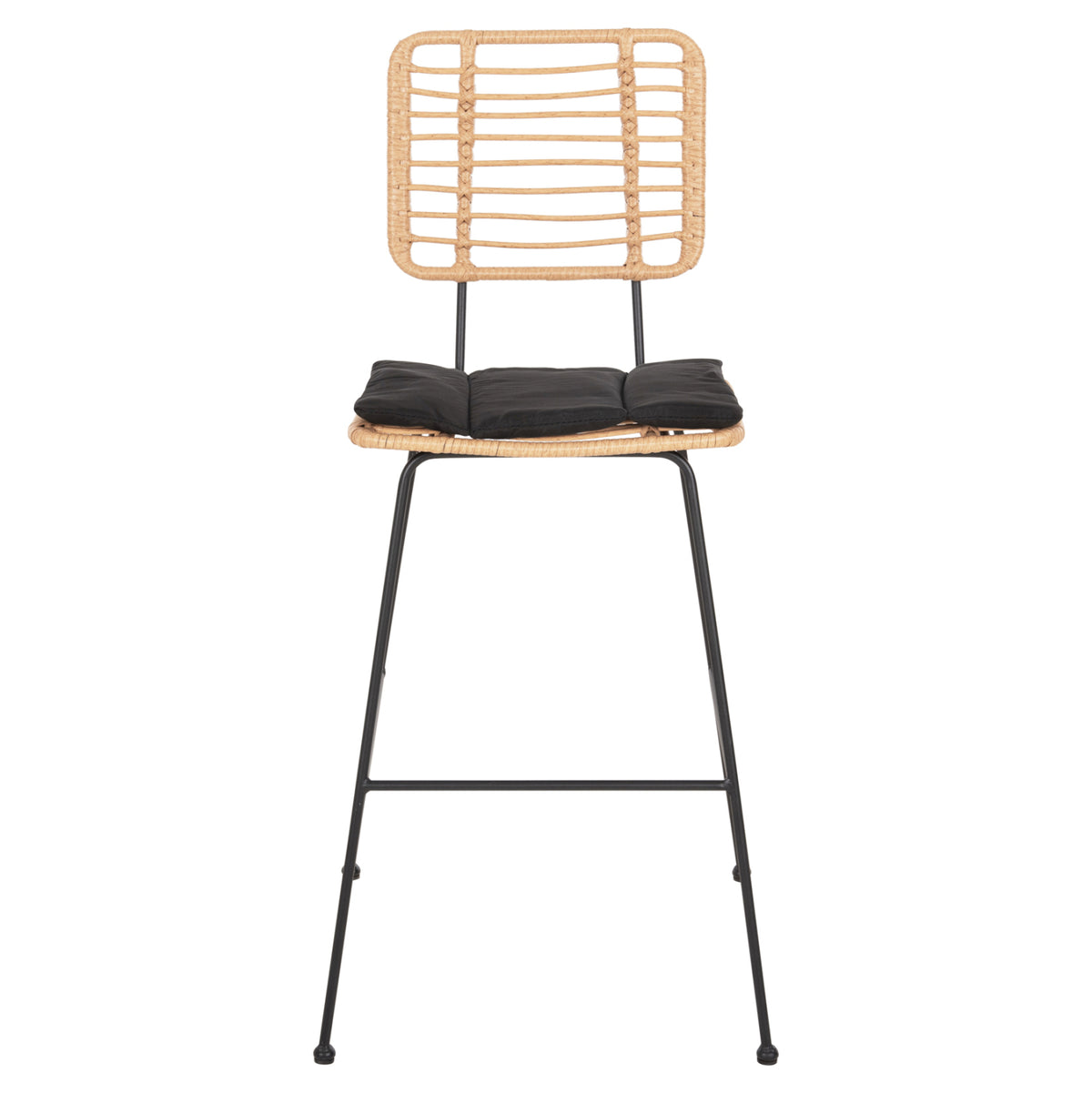 ΣΚΑΜΠΟ ΜΠΑΡ ALLEGRA ΜΕΤΑΛΛΟ & ΜΑΞΙΛΑΡΙ ΜΑΥΡΟ WICKER ΜΠΕΖ 56x59x116,5
