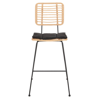 ΣΚΑΜΠΟ ΜΠΑΡ ALLEGRA ΜΕΤΑΛΛΟ & ΜΑΞΙΛΑΡΙ ΜΑΥΡΟ WICKER ΜΠΕΖ 56x59x116,5