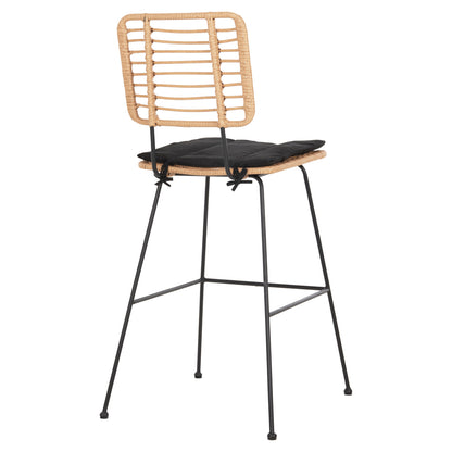 ΣΚΑΜΠΟ ΜΠΑΡ ALLEGRA ΜΕΤΑΛΛΟ & ΜΑΞΙΛΑΡΙ ΜΑΥΡΟ WICKER ΜΠΕΖ 56x59x116,5